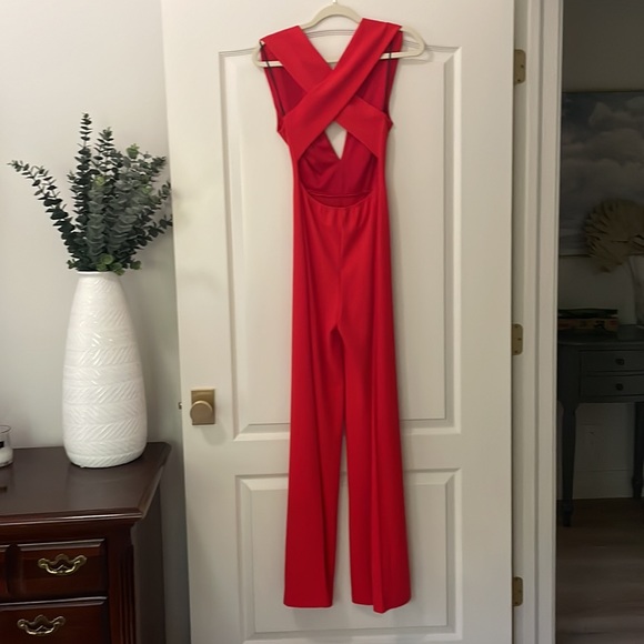 S - Lulu’s Cat's Meow Red Jumpsuit - Picture 3 of 8
